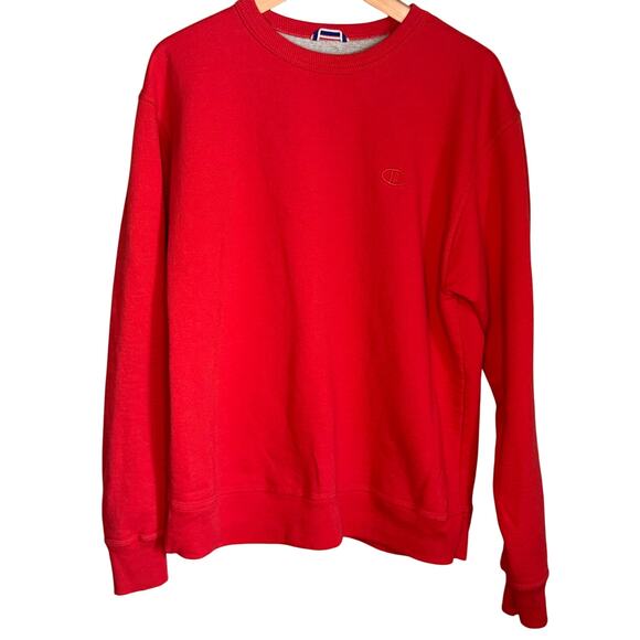Champion Red Crewneck Sweatshirt Men’s Medium Classic Logo Pullover - Picture 1 of 9
